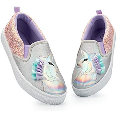 K KomForme Toddler Little Girls Sneakers Slip on Canvas Loafers Flat Tennis Shoes