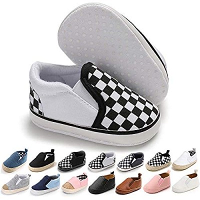 Meckior Infant Baby Girls Boys Canvas Shoes Soft Sole Toddler Slip On Newborn Crib Moccasins Casual Sneaker Austin Boy's Flat Lazy Loafers First Walkers Skate Shoe