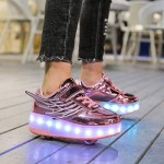 Nsasy Kids Roller Shoes Boy Girl Sneakers with Wheels Become Sport Sneaker with Led for Children Gift