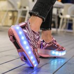 Nsasy Kids Roller Shoes Boy Girl Sneakers with Wheels Become Sport Sneaker with Led for Children Gift