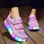 Nsasy Roller Shoes Kids LED Light Up Wheel Shoes Girls Sneakers for Kids Birthday Halloween Thanksgiving Christmas Day Best Gift