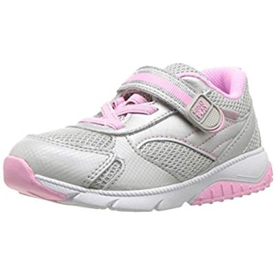 Stride Rite Unisex-Baby Girls Indy Leather Athletic Sneaker  Silver  6.5 XW US Toddler