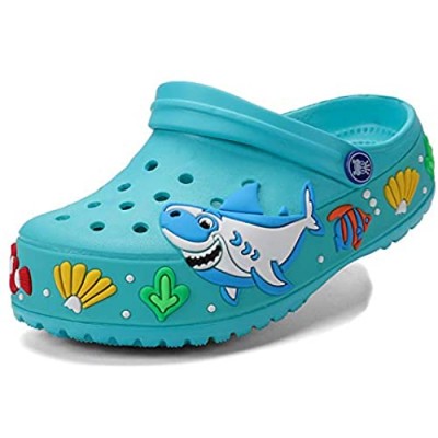 Kids Clogs Slippers Sandals Cartoon Shark Clogs Slides Non-Slip Girls Boys Cute Garden Shoes Children Lightweight Slip-on Beach Pool Shower Slippers