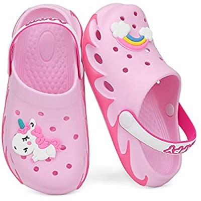 Xingfujie Girls Clogs Unisex-Child Clogs Slip On Shoes for Boys and Girls Water Shoes Garden Clogs Shoes Size 11-12 Little Kid Pink