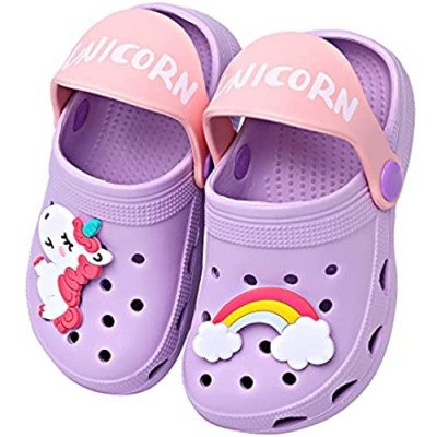 Yinbwol Kids Unicorn Clogs Boys Girls Slippers Cute Cartoon Sandals Non-Slip Lightweight Garden Shoes Slip on Water Pool Beach Slipper