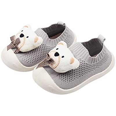 DEBAIJIA Toddler Shoes 1-5T Baby First-Walking Kid Cute Bear TPR Material Slip-on Sneakers Soft Sole Non Slip Mesh Breathable Trainers
