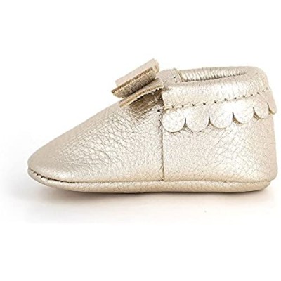 Freshly Picked - Soft Sole Leather Bow Moccasins - Baby Girl Shoes - Infant Sizes 1-5 - Multiple Colors