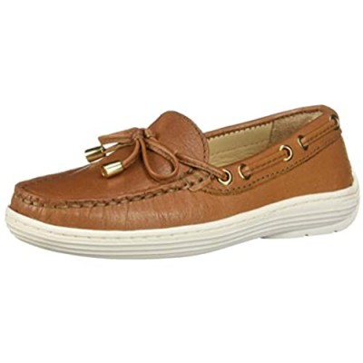 MARC JOSEPH NEW YORK Unisex-Child Leather Boys/Girls Casual Comfort Slip on Moccasin Tie-Bow Loafer Driving Style