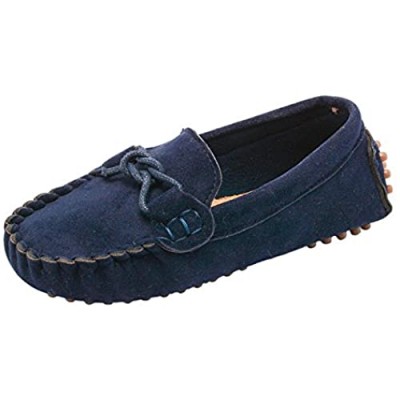 WUIWUIYU Boys Girls Toddlers Casual Cute Suede Slip On Penny Loafers Moccasins Shoes