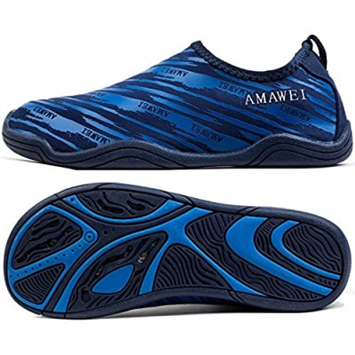 AMAWEI Kids Water Shoes for Boys Girls Slip on Swim Shoes Lightweight Quick Dry Comfotable Beach Sports Aqua Sock for Pool Surfing Walking