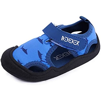 BENEKER Boys Girls Water Shoes Quick-Dry Cute Beach Swim Pool Sandals Closed-Toe Aquatic Sport Sandals