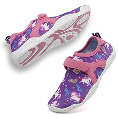 WALUCAN Boys & Girls Water Shoes Lightweight Comfort Sole Easy Walking Athletic Slip on Aqua Sock(Toddler/Little Kid/Big Kid)