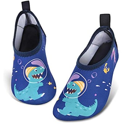 WAWSAM Toddler Kids Water Shoes - Non-Slip Swim Barefoot Beach Aqua Socks for Boys