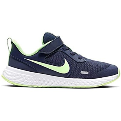 Nike Kids Revolution 5 Pre School Velcro Running Shoe (Midnight Navy/Ghost Green  11)