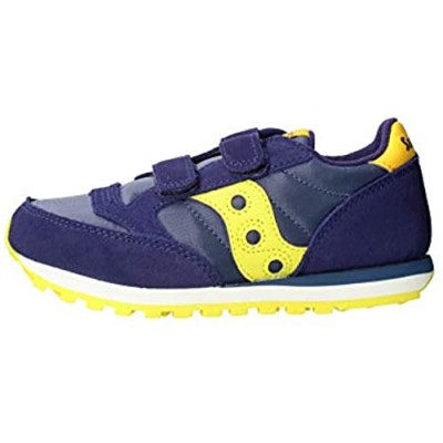 Saucony unisex child Jazz Double Hook & Loop Sneaker  Navy/Green/Yellow  1 Big Kid US