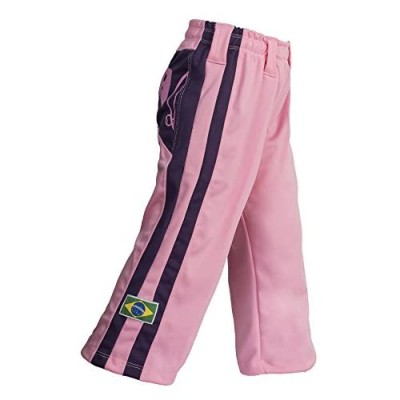 JL Sport Authentic Brazilian Capoeira Martial Arts Pants - Girls/Children's (Pink with Berimbau Print Along The Backside)