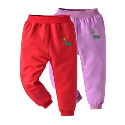 JMOORY Toddler Boy Jogger Athletic Pants Kids Cotton 2-Pack Elastic Active Sweatpants