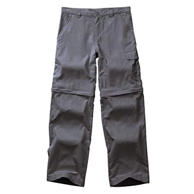 Kids Girl's Youth Outdoor Quick Dry Lightweight Cargo Pants  Hiking Camping Fishing Zip Off Convertible Trousers (9013 Grey XL)