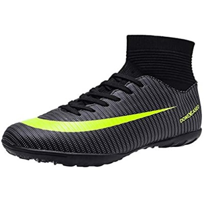 DoneXcaseo CR Indoor Soccer Shoes for Boys - Soccer Shoes High Tops Turf Outdoor - High Ankle Boots AG Ground Outdoor - Indoor Soccer Shoes High Tops Big Kids Black
