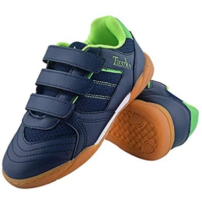 TIESTRA Indoor Soccer Shoes for Boys Running Tennis Shoes Youth School Sneakers Kids Athletic Cool Shoes Outdoor Sporting Walking Turf Futsal Court Soccer Sneakers