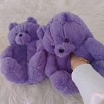 DreamQi Cute Teddy Bear Slippers Plush Animal Slippers Winter Warm Shoes Fun Costume for Kids Cozy Furry Slippers…