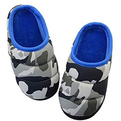 FLYFUPPY Boys Slippers with Cozy Warm Memory Foam Indoor Outdoor Comfort Slip-on Anti-Skid House Shoes
