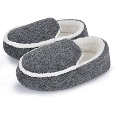 HOMEHOT Kids Slippers Memory Foam Cozy Slip-On House Slipper Socks Indoor Outdoor Plush Slip On Home Shoes Soft Fuzzy Shoes Non-Slip Rubber Sole(Toddler/Little/Big Kid)