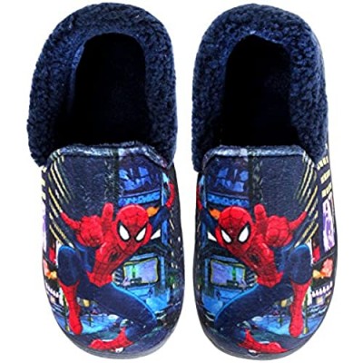 Joah Store Slippers for Boys Navy Red Warm Fur Clog Mule Spider-Man Indoor Shoes