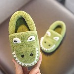 Maybolury Girls Boys Home Slippers Kids Warm Dinosaur House Slippers Fur Lined Winter Indoor Shoes