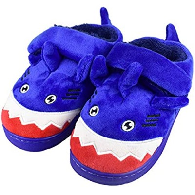 Tirzrro Boys Little/Big Kids Warm Plush Shark Slippers with Memory Foam Sole Cute Animal Indoor Outdoor Slip-on Shoes