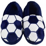 Tirzrro Little Kids Big Boys Warm Slippers with Soft Memory Foam Slip-on Indoor Football Slippers