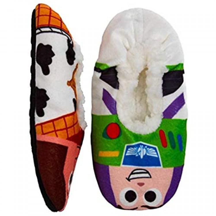 Toy Story 4 Boys Slipper Fuzzy Babba Woody Buzz Characters (Fits Most Toddlers 4T-5 Multi Buzz Woody)
