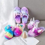 TYONMUJO Kids Unicorn Fuzzy Slippers with Anti-Slip Soles for Boys Girls