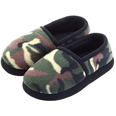VLLY Slippers for Boys Camo House Warm Comfy Slip-on House Shoes with Memory Foam & Hard Sole
