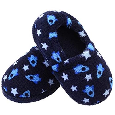 Vonair Slippers for Little Boys Space Ships Sole Memory Foam Warm House Slippers slippers for kids boys Anti Slip Indoor Outdoor Home Slippers for Boys