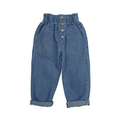 AXYRXWR Little Girls Elastic Waist Denim Jeans/Toddler Newborn Baby Boys Girls Causal Elastic Waist Destroyed Jeans Pants