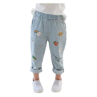 cicie Girls Super Soft Fashion Jeans Cotton Pants Printed Denim Trousers