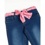 dELiAs Girls' Super Stretchy Denim Jeans with Colorful Sash Belt