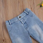 Fepege Children's Jeans Casual Ripped Tassel Jeans Slim Denim Pants for Kids Girls