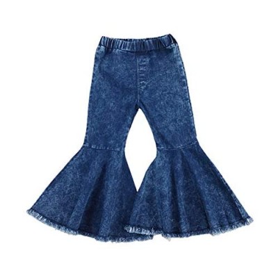 MiliMaDa Toddler Baby Girls Bell Bottom Jeans Outfit Ripped Jeans Flare Denim Pants Leggings Trousers