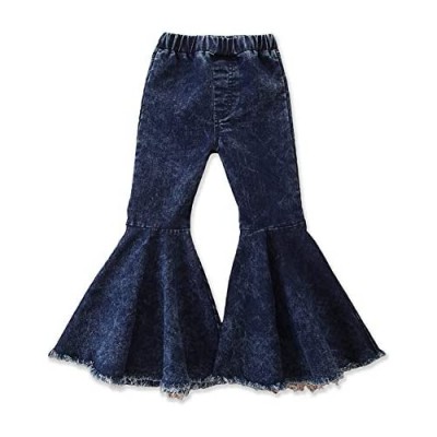 Sitmptol Toddler Bell Bottom Ripped Jeans Baby Girls Bell-Bottoms Ruffle Trousers Flare Pants