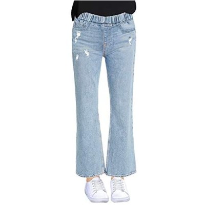 Utyful Girl Child High Waist Ripped Holes Distressed Elastic Waist Fashion Stretch Denim Jeans