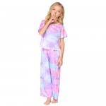 Arshiner Girls Tie dye Outfits 2 PCS Short Sleeve Tops Clothing Sets Loungwear for Girl 4-13Y