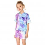 Arshiner Girls Tie Dye Two Piece Outfit Short Sleeve Pullover Crop Tops and Short Pants Sweatsuits Tracksuits