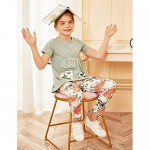 Arshiner Little Girls Outfits Floral Hi-Lo Tops+Pants Sets Short Sleeve 2pcs Pants Sets with Pockets