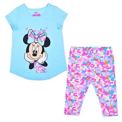 Disney Girl's 2-Pack Minnie Mouse Tee Shirt and Capri Leggings Set for Toddlers