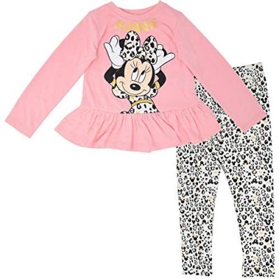Disney Minnie Mouse Girls Long Sleeve Ruffled T-Shirt and Leggings Set