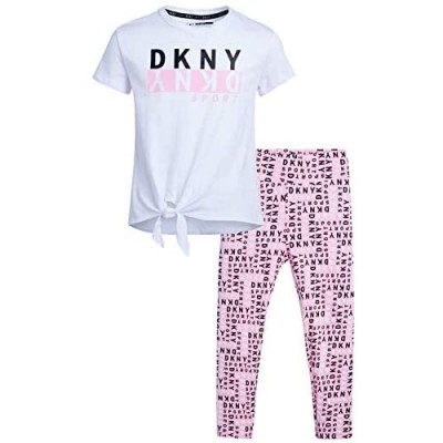 DKNY Girls' Performance Leggings Set - Short Sleeve T-Shirt and Active Capri Yoga Pants