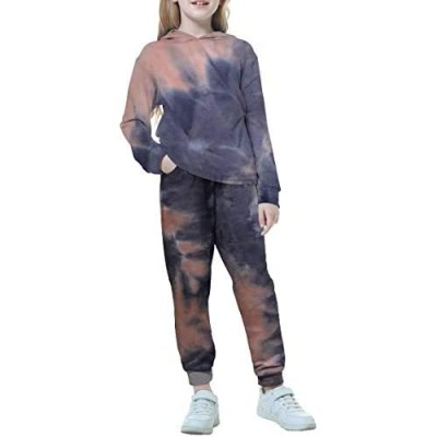 Girls 2pc Sweatshirt TieDye Active Hoodie Pullover Tracksuits With Pocket