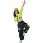 Girls' Hip Hop Costume 2 Piece Dance Outfits Kids' Cropped Hoodie Joggers Pants Clothes Set